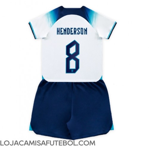 Camisa de Futebol Inglaterra Jordan Henderson #8 Equipamento Principal Infantil Mundo 2022 Manga Curta (+ Calças curtas)